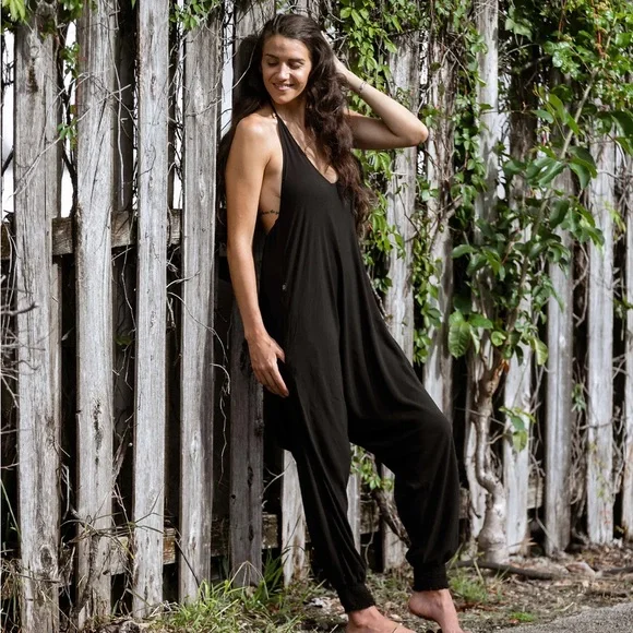 Buddhapants Black Cotton Women's Jumpsuit - Picture 1 of 6